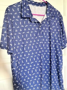 Men's Blue Short-Sleeve Polo Shirt